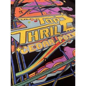 Cedar Point Vintage T-Shirt Top Thrill Dragster Amusement Park Double Sided Y2K.